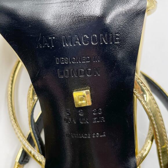 Kat‎ Maconie Louise Gold Heels Ankle Wrap Pumps Metallic Pointed Toe Sz 5 US - Picture 11 of 11